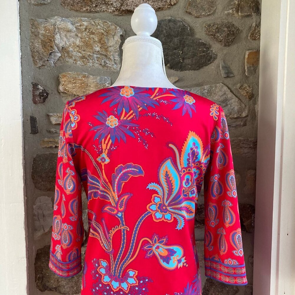 🌟Gretchen Scott Jersey Elemental Dress Queenie‎ Red Floral Womens Small - Picture 9 of 12